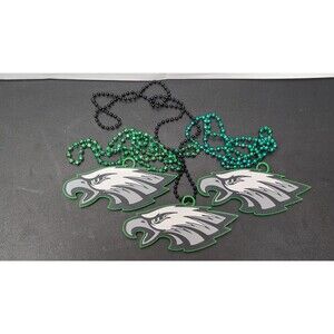 Lot of 3 Eagles 3D Printed Logo Necklaces - Beaded Hype Chains - Philly Game Day
